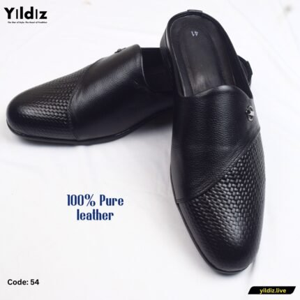 Yıldız Design Leather Half Shoes For Men - Black